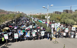 مظاهرات في جامعة صنعاء ضد استمرار التجويع والإبادة بغزة