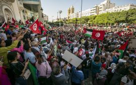 مئات التونسيين يحتجون دعمًا لأسطول الصمود