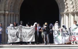 إحياء السابع من أكتوبر.. طلاب جامعة جنوب كاليفورنيا يتظاهرون دعمًا لغزة