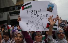 عشرات المغاربة في الرباط يحتجون على جرائم الاحتلال المتواصلة بغزة