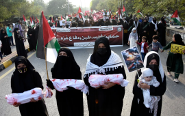 احتجاج في الباكستان ضد الخطة الأمريكية لحكم غزة