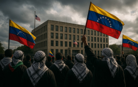 تحرير فلسطين هو تحرير لجميع شعوب العالم. إن الإبادة الجماعية  تُطبع نفس نمط العنف الاستعماري الذي نراه في فنزويلا