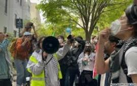 في أمريكا احتجاج طلابي تنديدًا بتعاون جامعة جورجتاون مع شركات إسرائيلية