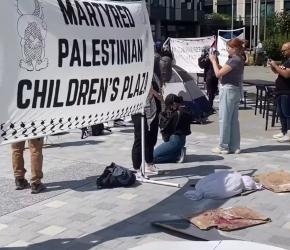 موظفو "مايكروسوفت" يقيمون مخيم "ساحة شهداء فلسطين"