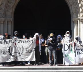 إحياء السابع من أكتوبر.. طلاب جامعة جنوب كاليفورنيا يتظاهرون دعمًا لغزة