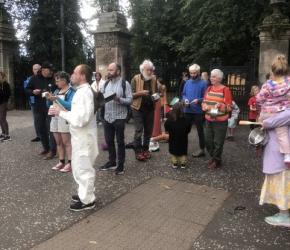 احتجاج بالأواني الفارغة في "كوينز بارك"بغلاسكو دعمًا لغزة