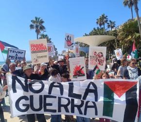 اوقفوا العدوان الصهيو-أمريكي مسيرة تضامنية في إسبانيا دعمًا لفلسطين وإيران