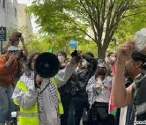 في أمريكا احتجاج طلابي تنديدًا بتعاون جامعة جورجتاون مع شركات إسرائيلية