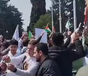 مظاهرة حاشدة لطلاب جامعة حلب  تضامنًا مع الأقصى والأسرى