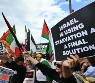 "أوقفوا تجويع غزة".. الآلاف يتظاهرون خارج مهرجان البندقية السينمائي