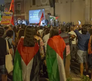 مظاهرة في ميلان دعمًا لأسطول الصمود المتجه إلى غزة