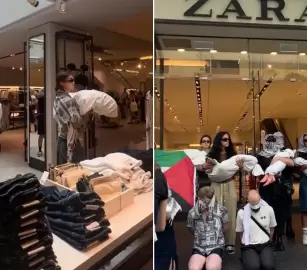 متواطئة بالإبادة.. نشطاء يسلمون "زارا" في غلاسكو رسالة للدعوة إلى مقاطعتها