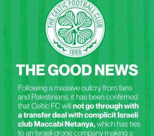 الضغط الشعبي ينتصر  سلتيك يوقف صفقة مع نادي مكابي نتانيا الإسرائيلي