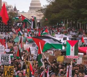 أمام الكونغرس الأمريكي ناشطون يطالبون مجلس الشيوخ بوقف تسليح الاحتلال