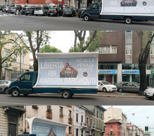 شاحنة “مروان البرغوثي” تجوب شوارع ميلانو
