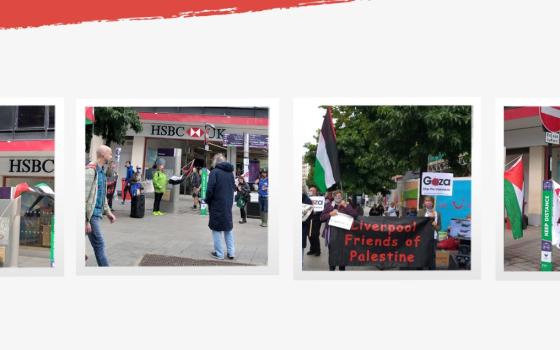 ليفربول.. وقفة تضامنية مع فلسطين أمام بنك HSBC الداعم للاحتلال