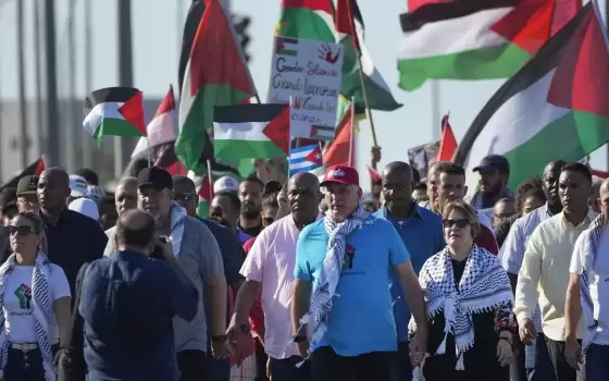 الرئيس الكوبي خلال مظاهرة داعمة لفلسطين