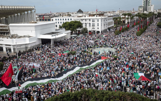 مظاهرة حاشدة داعمة لفلسطين في المغرب