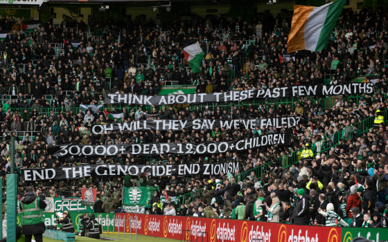 تضامن جماهير نادي سيلتك الأسكتلندي مع فلسطين