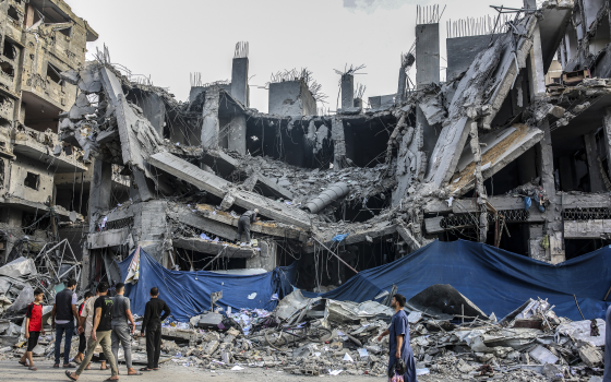 مبنى مدمر في قطاع غزة نتيجة القصف الإسرائيلي