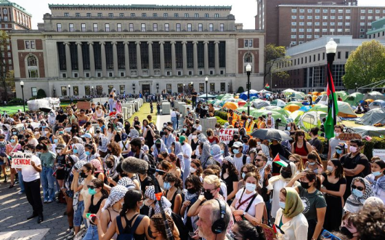 مخيم تضامني داعم لغزة في جامعة كولومبيا