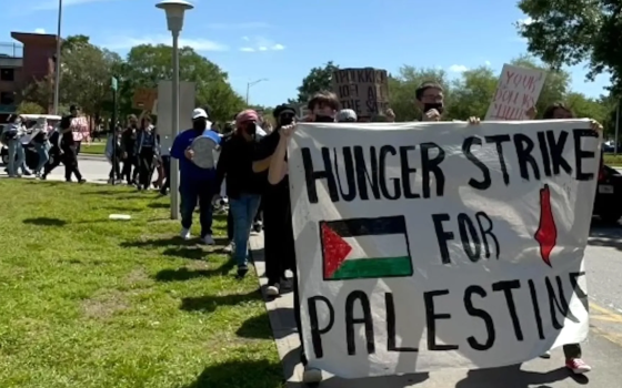 طلاب جامعة جنوب فلوريدا في مسيرة سابقة قبيل البدء بالإضراب عن الطعام