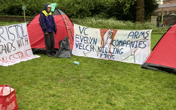 مخيم تضامني في جامعة بريستول