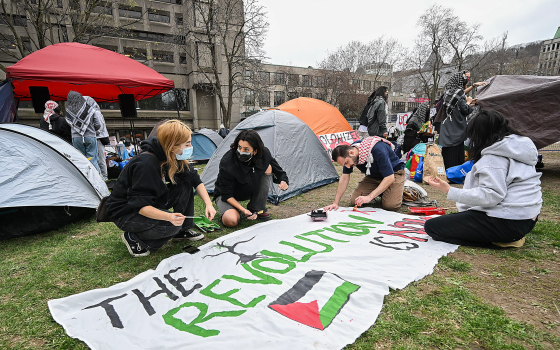 مخيم تضامني في إحدى الجامعات الأمريكية  