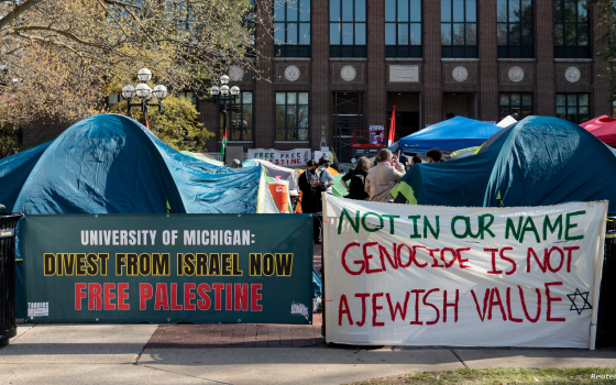 مخيم تضامني في إحدى الجامعات الأمريكية  