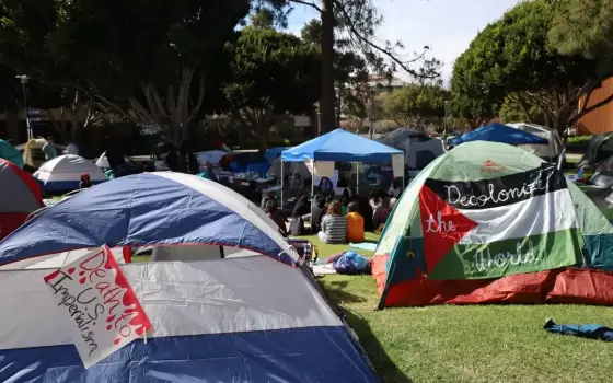 مخيم تضامني في إحدى الجامعات الأمريكية