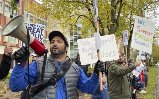 اتحاد معلمين بورتلاند خلال تضامنه مع غزة