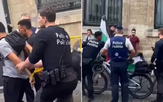 الشرطة البلجيكية تعتقل متظاهرين رفعوا العلم الفلسطيني  