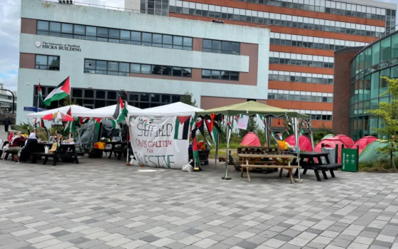 مخيم التضامن مع فلسطين في جامعة شيفيلد