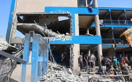 مدرسة مدمرة في غزة جراء القصف الإسرائيلي