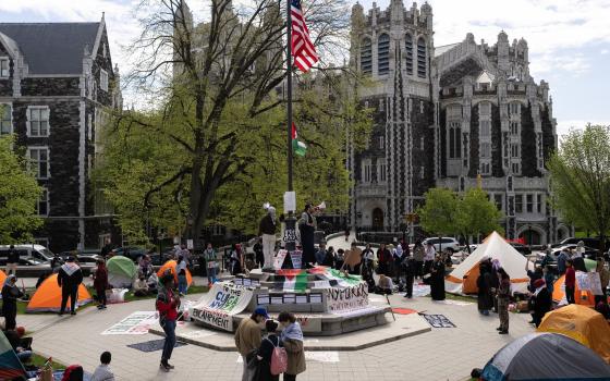 مخيم تضامني في جامعة نيويورك