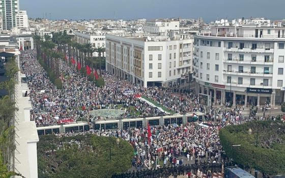 مظاهرة حاشدة داعمة لفلسطين في المغرب  