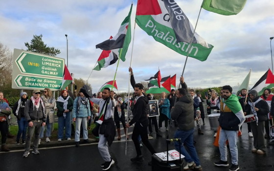 مظاهرة داعمة لفلسطين أمام مطار شانون