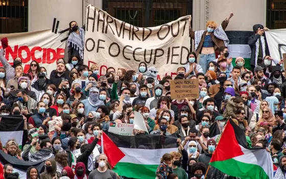 مظاهرة طلابية داعمة لفلسطين في جامعة هارفارد