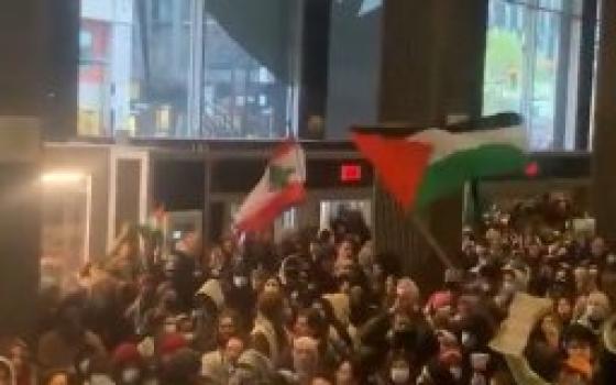 اعتصام أثناء الإضراب الطلابي الدولي للتضامن مع فلسطين  