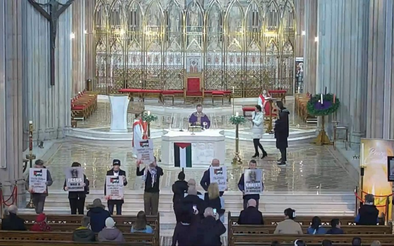 أنصار فلسطين يحتجون داخل كاتدرائية