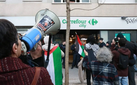 احتجاج داعم لفلسطين أمام إحدى فروع كارفور