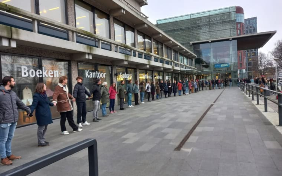 وقفة إضرابية لعمال جامعة أمستردام تضامنًا مع فلسطين