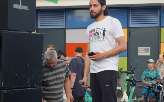 رامسيس كيلاني أثناء نشاط داعم لفلسطين