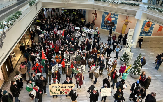 مظاهرة داعمة لفلسطين في مركز تسوق