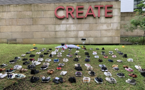 نصب تذكاري أقامه طلاب سنغافورة تكريمًا لشهداء فلسطين_