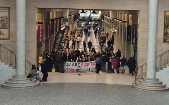 احتجاج طلابي داعم لفلسطين في جامعة بلجيكية