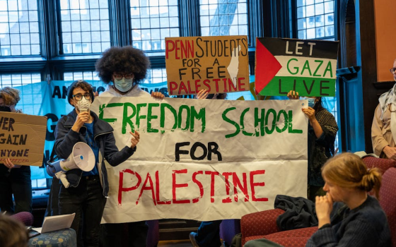 احتجاج داعمة لفلسطين في بنسلفانيا