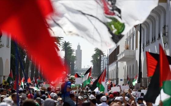 طلاب مغربيون يتظاهرون دعمًا للفلسطينيين بغزة