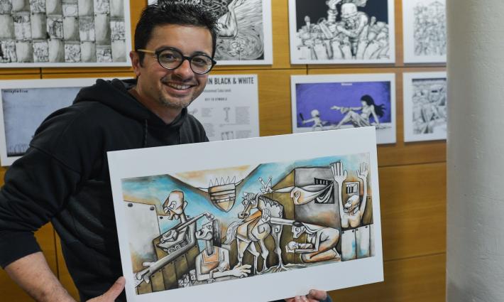 معرض رسوم كاريكاتورية في ليون الفرنسية👏  ‌