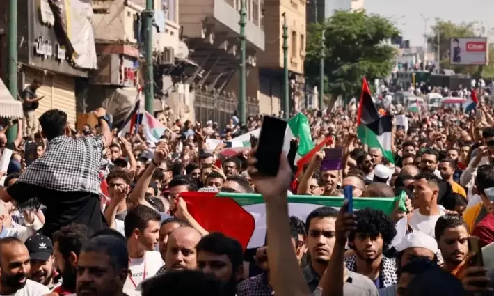 مظاهرة حاشدة داعمة لفلسطين